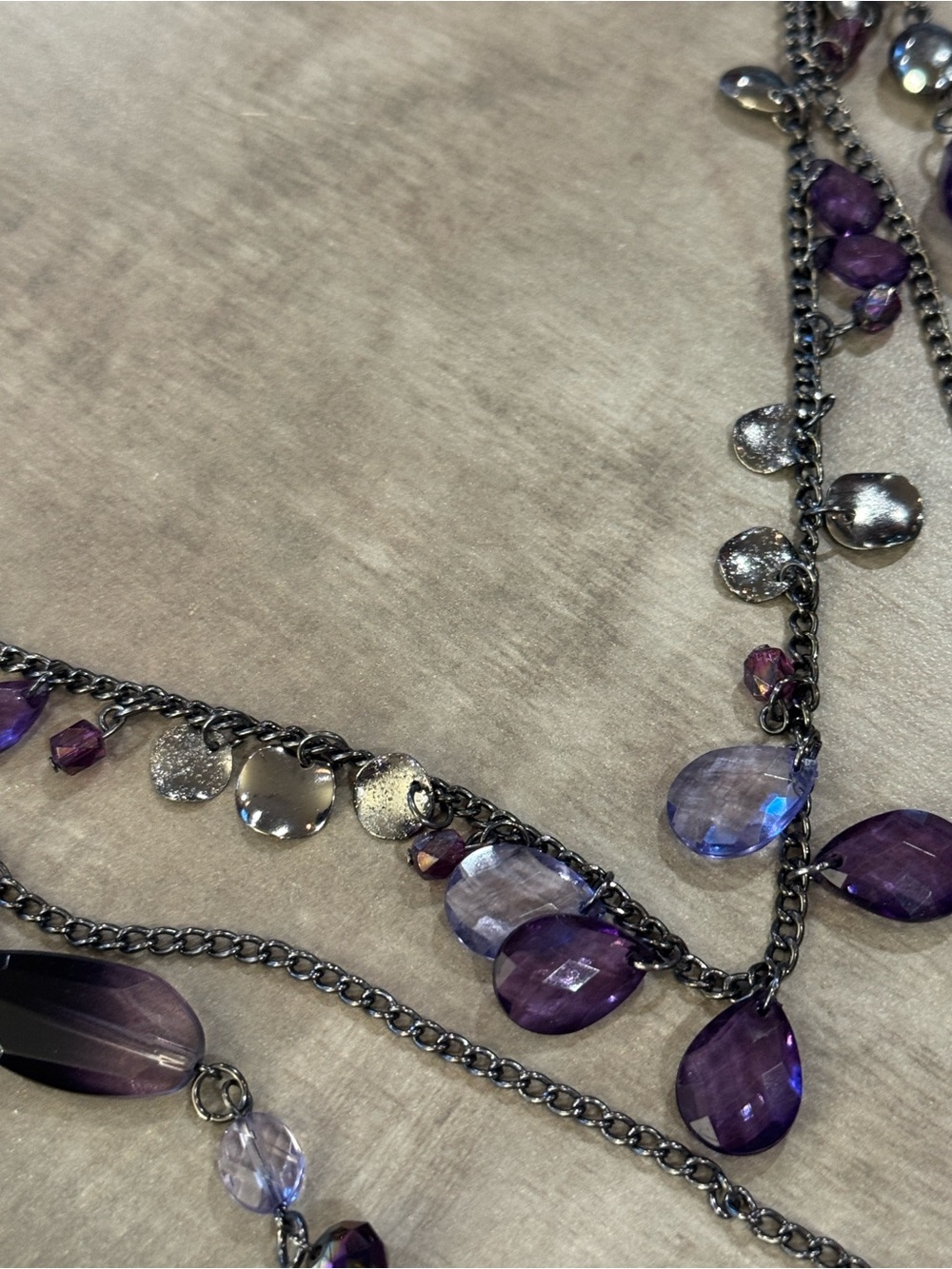New York Co Women's multistrand Layered Purple Crystal Necklace - Picture 7 of 7